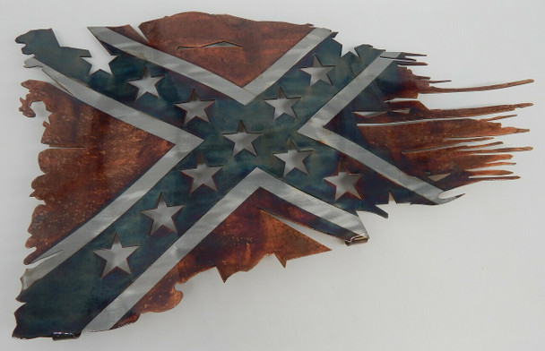 24 In x 14 In Confederate Battle Worn Flag Steel Wall Sign 24 In x 14 In Confederate Battle Worn Flag Steel Wall Sign